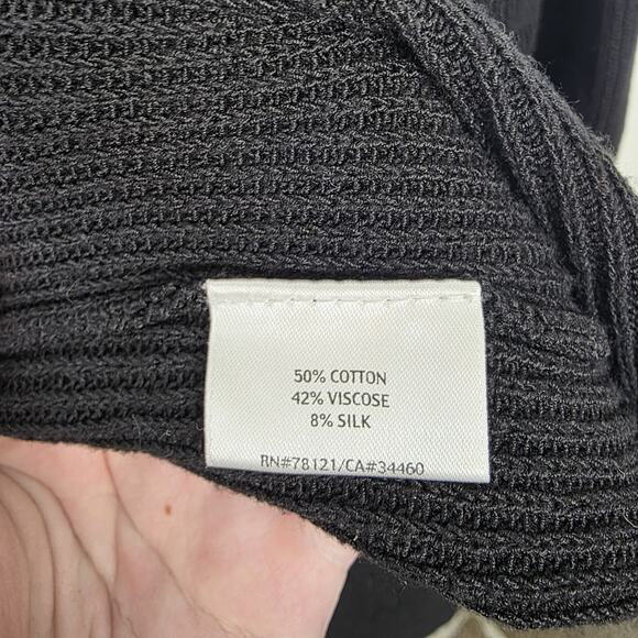 Eileen Fisher Black Silk Blend Half Sleeve Minimalist Quiet Luxury Cardigan Sz S - Picture 4 of 7